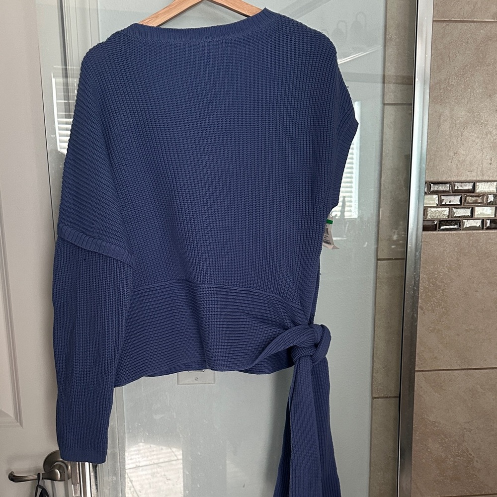 Lewit Navy Knit Sweater with Side Tie